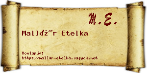 Mallár Etelka névjegykártya
